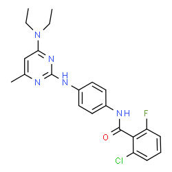 ChemSpider 2D Image | 2-Chloro-N-(4-{[4-(diethylamino)-6-methyl-2-pyrimidinyl]amino}phenyl)-6-fluorobenzamide | C22H23ClFN5O