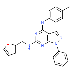 ChemSpider 2D Image | N~6~-(2-Furylmethyl)-N~4~-(4-methylphenyl)-1-phenyl-1H-pyrazolo[3,4-d]pyrimidine-4,6-diamine | C23H20N6O
