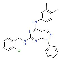 ChemSpider 2D Image | N~6~-(2-Chlorobenzyl)-N~4~-(3,4-dimethylphenyl)-1-phenyl-1H-pyrazolo[3,4-d]pyrimidine-4,6-diamine | C26H23ClN6