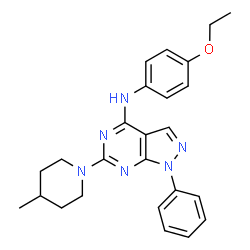 ChemSpider 2D Image | N-(4-ethoxyphenyl)-6-(4-methylpiperidin-1-yl)-1-phenylpyrazolo[3,4-d]pyrimidin-4-amine | C25H28N6O
