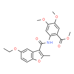 ChemSpider 2D Image | Methyl 2-{[(5-ethoxy-2-methyl-1-benzofuran-3-yl)carbonyl]amino}-4,5-dimethoxybenzoate | C22H23NO7