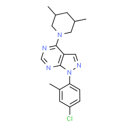 ChemSpider 2D Image | 1-(4-Chloro-2-methylphenyl)-4-(3,5-dimethyl-1-piperidinyl)-1H-pyrazolo[3,4-d]pyrimidine | C19H22ClN5