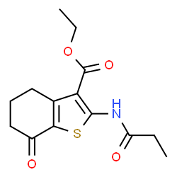 ChemSpider 2D Image | Ethyl 7-oxo-2-(propionylamino)-4,5,6,7-tetrahydro-1-benzothiophene-3-carboxylate | C14H17NO4S