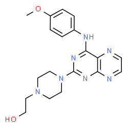 ChemSpider 2D Image | 2-(4-{4-[(4-Methoxyphenyl)amino]-2-pteridinyl}-1-piperazinyl)ethanol | C19H23N7O2