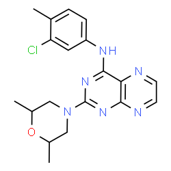 ChemSpider 2D Image | N-(3-Chloro-4-methylphenyl)-2-(2,6-dimethyl-4-morpholinyl)-4-pteridinamine | C19H21ClN6O