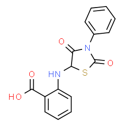 ChemSpider 2D Image | 2-[(2,4-Dioxo-3-phenyl-1,3-thiazolidin-5-yl)amino]benzoic acid | C16H12N2O4S