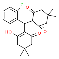 ChemSpider 2D Image | 2-[(2-Chlorophenyl)(2-hydroxy-4,4-dimethyl-6-oxo-1-cyclohexen-1-yl)methyl]-5,5-dimethyl-1,3-cyclohexanedione | C23H27ClO4