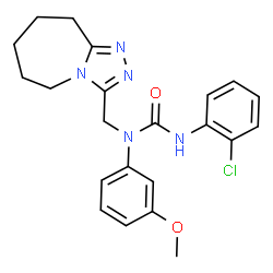ChemSpider 2D Image | 3-(2-Chlorophenyl)-1-(3-methoxyphenyl)-1-(6,7,8,9-tetrahydro-5H-[1,2,4]triazolo[4,3-a]azepin-3-ylmethyl)urea | C22H24ClN5O2