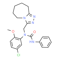 ChemSpider 2D Image | 1-(5-Chloro-2-methoxyphenyl)-3-phenyl-1-(6,7,8,9-tetrahydro-5H-[1,2,4]triazolo[4,3-a]azepin-3-ylmethyl)urea | C22H24ClN5O2