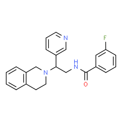 ChemSpider 2D Image | N-[2-(3,4-Dihydro-2(1H)-isoquinolinyl)-2-(3-pyridinyl)ethyl]-3-fluorobenzamide | C23H22FN3O