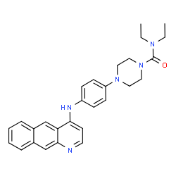ChemSpider 2D Image | 4-[4-(Benzo[g]quinolin-4-ylamino)phenyl]-N,N-diethyl-1-piperazinecarboxamide | C28H31N5O