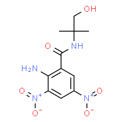 ChemSpider 2D Image | 2-Amino-N-(1-hydroxy-2-methyl-2-propanyl)-3,5-dinitrobenzamide | C11H14N4O6