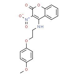 ChemSpider 2D Image | 4-{[2-(4-Methoxyphenoxy)ethyl]amino}-3-nitro-2H-chromen-2-one | C18H16N2O6