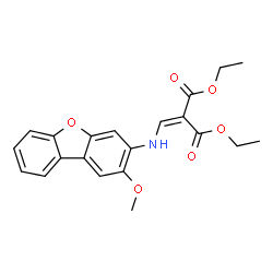ChemSpider 2D Image | Diethyl {[(2-methoxydibenzo[b,d]furan-3-yl)amino]methylene}malonate | C21H21NO6