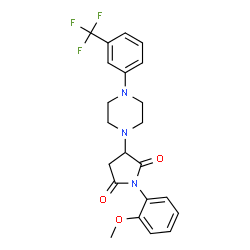 ChemSpider 2D Image | 1-(2-Methoxyphenyl)-3-{4-[3-(trifluoromethyl)phenyl]-1-piperazinyl}-2,5-pyrrolidinedione | C22H22F3N3O3