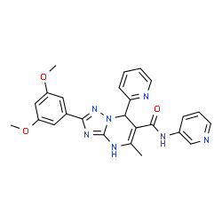 ChemSpider 2D Image | 2-(3,5-Dimethoxyphenyl)-5-methyl-7-(2-pyridinyl)-N-(3-pyridinyl)-1,7-dihydro[1,2,4]triazolo[1,5-a]pyrimidine-6-carboxamide | C25H23N7O3