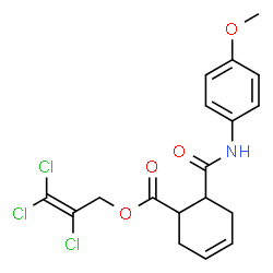 ChemSpider 2D Image | 2,3,3-Trichloro-2-propen-1-yl 6-[(4-methoxyphenyl)carbamoyl]-3-cyclohexene-1-carboxylate | C18H18Cl3NO4
