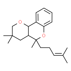 ChemSpider 2D Image | 3,3,5-Trimethyl-5-(4-methyl-3-penten-1-yl)-3,4,4a,10b-tetrahydro-2H,5H-pyrano[3,2-c]chromene | C21H30O2