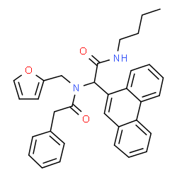 ChemSpider 2D Image | N-[2-(Butylamino)-2-oxo-1-(9-phenanthryl)ethyl]-N-(2-furylmethyl)-2-phenylacetamide | C33H32N2O3