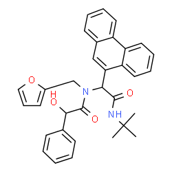 ChemSpider 2D Image | N-[2-(tert-Butylamino)-2-oxo-1-(9-phenanthryl)ethyl]-N-(2-furylmethyl)-2-hydroxy-2-phenylacetamide | C33H32N2O4