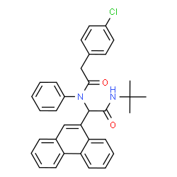 ChemSpider 2D Image | N-[2-(tert-Butylamino)-2-oxo-1-(9-phenanthryl)ethyl]-2-(4-chlorophenyl)-N-phenylacetamide | C34H31ClN2O2