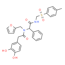 ChemSpider 2D Image | 2-(3,4-Dihydroxyphenyl)-N-(2-furylmethyl)-N-[2-({[(4-methylphenyl)sulfonyl]methyl}amino)-2-oxo-1-phenylethyl]acetamide | C29H28N2O7S