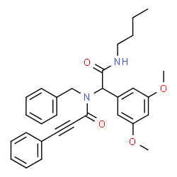 ChemSpider 2D Image | N-Benzyl-N-[2-(butylamino)-1-(3,5-dimethoxyphenyl)-2-oxoethyl]-3-phenyl-2-propynamide | C30H32N2O4