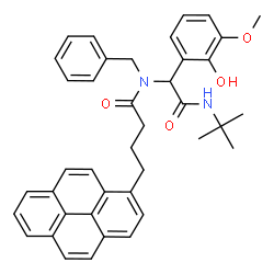 ChemSpider 2D Image | N-Benzyl-N-[2-(tert-butylamino)-1-(2-hydroxy-3-methoxyphenyl)-2-oxoethyl]-4-(pyren-1-yl)butanamide | C40H40N2O4