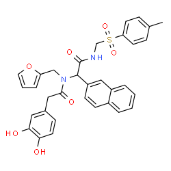 ChemSpider 2D Image | 2-(3,4-Dihydroxyphenyl)-N-(2-furylmethyl)-N-[2-({[(4-methylphenyl)sulfonyl]methyl}amino)-1-(2-naphthyl)-2-oxoethyl]acetamide | C33H30N2O7S