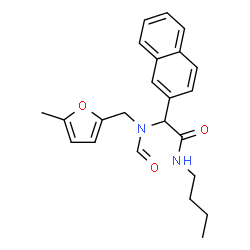 ChemSpider 2D Image | N-Butyl-2-{formyl[(5-methyl-2-furyl)methyl]amino}-2-(2-naphthyl)acetamide | C23H26N2O3