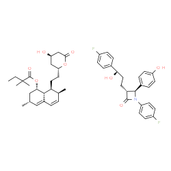 ChemSpider 2D Image | (1S,3R,7S,8S,8aR)-8-{2-[(2R,4R)-4-Hydroxy-6-oxotetrahydro-2H-pyran-2-yl]ethyl}-3,7-dimethyl-1,2,3,7,8,8a-hexahydro-1-naphthalenyl 2,2-dimethylbutanoate - (3R,4S)-1-(4-fluorophenyl)-3-[3-(4-fluoropheny
l)-3-hydroxypropyl]-4-(4-hydroxyphenyl)-2-azetidinone (1:1) | C49H59F2NO8