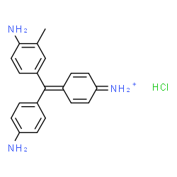 ChemSpider 2D Image | 2,5-Cyclohexadien-1-iminium, 4-[(4-amino-3-methylphenyl)(4-aminophenyl)methylene]-, hydrochloride (1:1) | C20H21ClN3