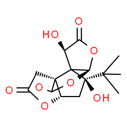 ChemSpider 2D Image | (3aS,5aR,8R,9R,10aS)-9-tert-Butyl-8,9-dihydroxydihydro-9H-furo[2,3-b]furo[3',2':2,3]cyclopenta[1,2-c]furan-2,4,7(3H,8H)-trione | C15H18O8