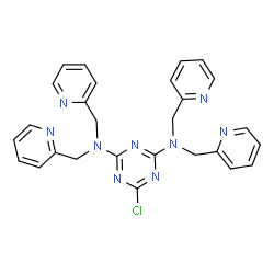 ChemSpider 2D Image | 6-Chloro-N,N,N',N'-tetrakis(2-pyridinylmethyl)-1,3,5-triazine-2,4-diamine | C27H24ClN9