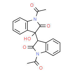 ChemSpider 2D Image | 1,1'-diacetyl-3-hydroxy-2,2',3,3'-tetrahydro-3,3'-bi(1H-indole)-2,2'-dione | C20H16N2O5