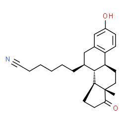 ChemSpider 2D Image | 6-(3-Hydroxy-17-oxoestra-1,3,5(10)-trien-7beta-yl)hexanenitrile | C24H31NO2