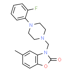 ChemSpider 2D Image | 3-{[4-(2-Fluorophenyl)-1-piperazinyl]methyl}-5-methyl-1,3-benzoxazol-2(3H)-one | C19H20FN3O2
