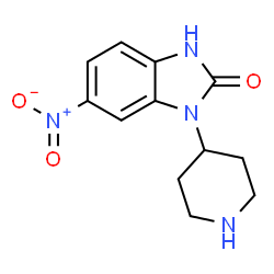 ChemSpider 2D Image | 6-Nitro-1-piperidin-4-yl-1,3-dihydro-benzoimidazol-2-one | C12H14N4O3