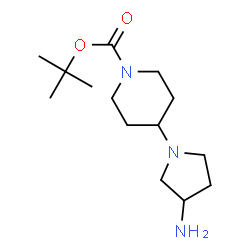 ChemSpider 2D Image | tert-Butyl 4-(3-aminopyrrolidin-1-yl)piperidine-1-carboxylate | C14H27N3O2