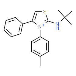 ChemSpider 2D Image | 2-(tert-Butylamino)-3-(4-methylphenyl)-4-phenyl-1,3-thiazol-3-ium | C20H23N2S