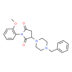 ChemSpider 2D Image | 3-(4-Benzyl-1-piperazinyl)-1-(2-methoxyphenyl)-2,5-pyrrolidinedione | C22H25N3O3