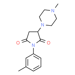 ChemSpider 2D Image | 3-(4-Methyl-piperazin-1-yl)-1-m-tolyl-pyrrolidine-2,5-dione | C16H21N3O2