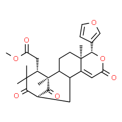 ChemSpider 2D Image | Methyl [(5R,6R,13S,16S)-6-(3-furyl)-1,5,15,15-tetramethyl-8,14,17-trioxo-7-oxatetracyclo[11.3.1.0~2,11~.0~5,10~]heptadec-9-en-16-yl]acetate | C27H32O7
