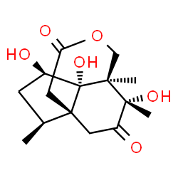 ChemSpider 2D Image | (1S,2S,4R,5S,6R,13S)-4,5,13-Trihydroxy-2,6,13-trimethyl-8-oxatricyclo[4.4.3.0~1,5~]tridecane-9,12-dione | C15H22O6
