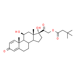 ChemSpider 2D Image | (8xi,9xi,11beta,14xi)-11,17-Dihydroxy-3,20-dioxopregna-1,4-dien-21-yl 3,3-dimethylbutanoate | C27H38O6