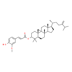 ChemSpider 2D Image | (5alpha,14xi)-4,4,8-Trimethyl-9,19-cycloergost-24(28)-en-3-yl (2E)-3-(4-hydroxy-3-methoxyphenyl)acrylate | C41H60O4