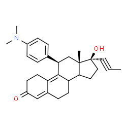 ChemSpider 2D Image | (8xi,11beta,14xi,17beta)-11-[4-(Dimethylamino)phenyl]-17-hydroxy-17-(prop-1-yn-1-yl)estra-4,9-dien-3-one | C29H35NO2