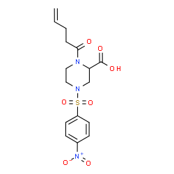 ChemSpider 2D Image | 1-(4-Pentenoyl)-4-(p-nitrophenylsulfonyl)-piperazine-2-carboxylic acid | C16H19N3O7S
