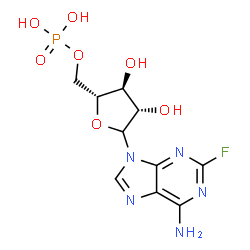 ChemSpider 2D Image | 2-Fluoro-9-(5-O-phosphono-beta-D-arabinofuranosyl)-9H-purin-6-amine | C10H13FN5O7P