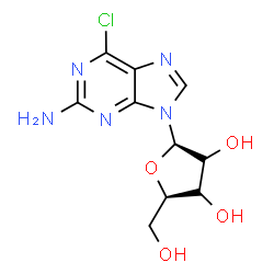 ChemSpider 2D Image | 6-Chloro-9-(beta-D-ribofuranosyl)-9H-purin-2-amine | C10H12ClN5O4
